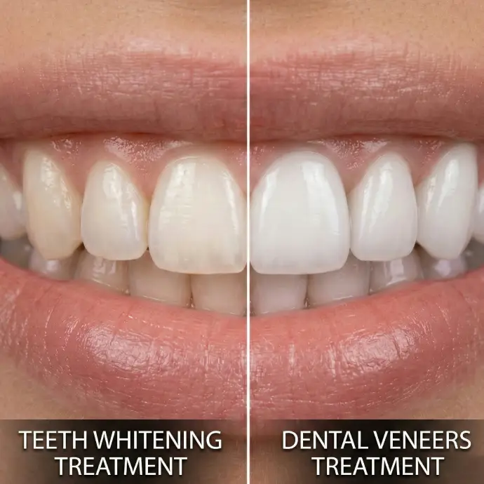 Comparison of veneers and teeth whitening results
