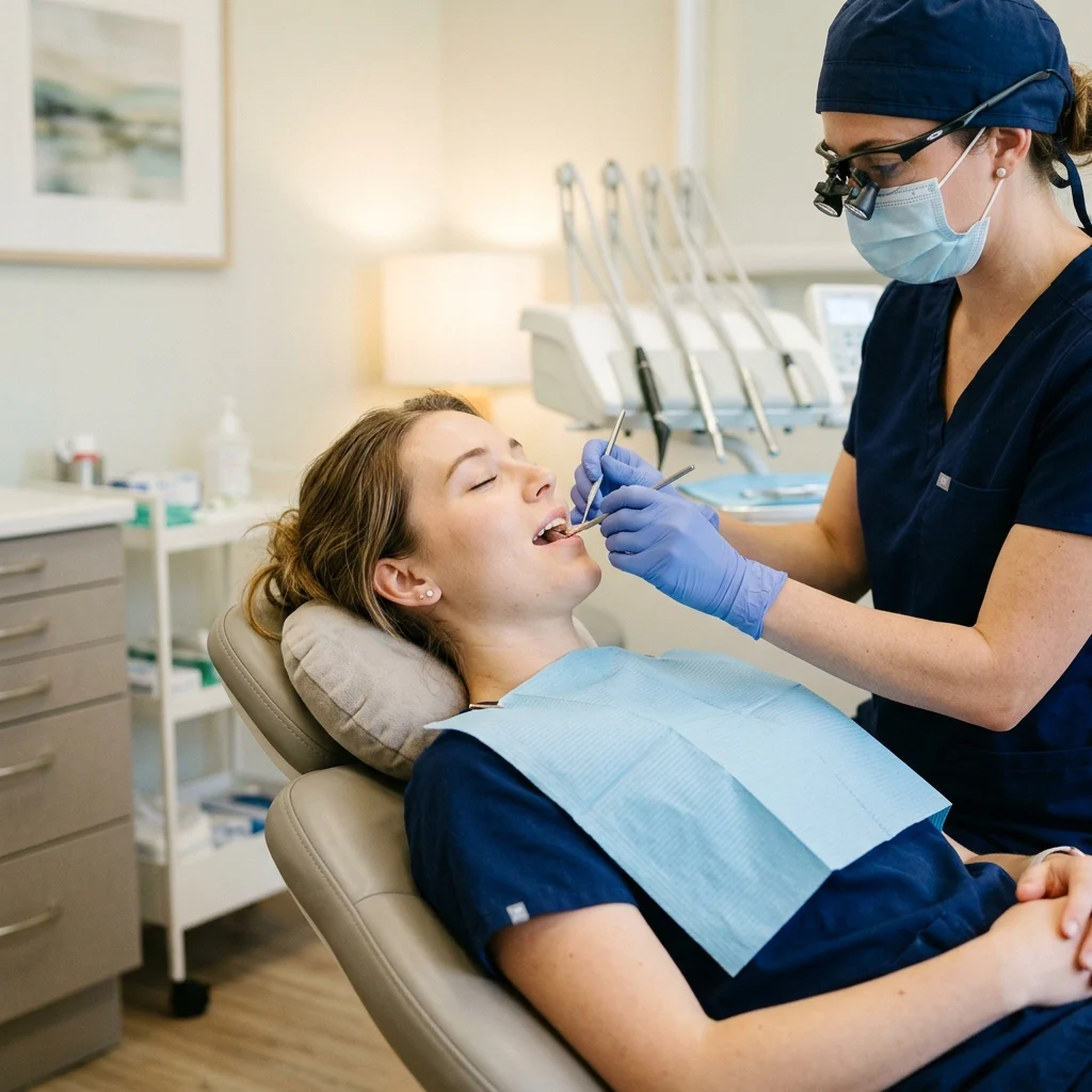 Peaceful patient receiving gentle dental care with comfort and sedation options at Stone Creek Village Dentistry